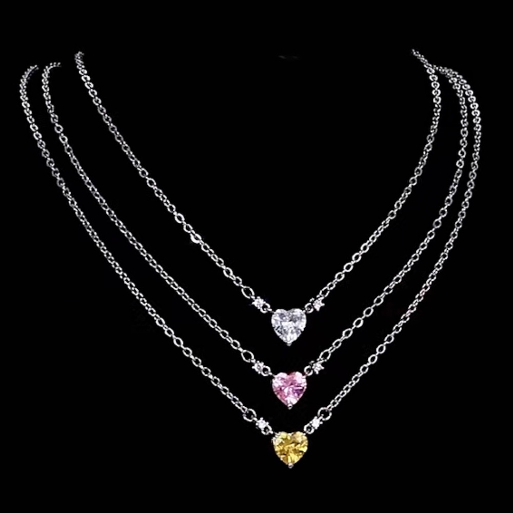 Dainty Crystal Heart Necklace - Picture 3 of 14